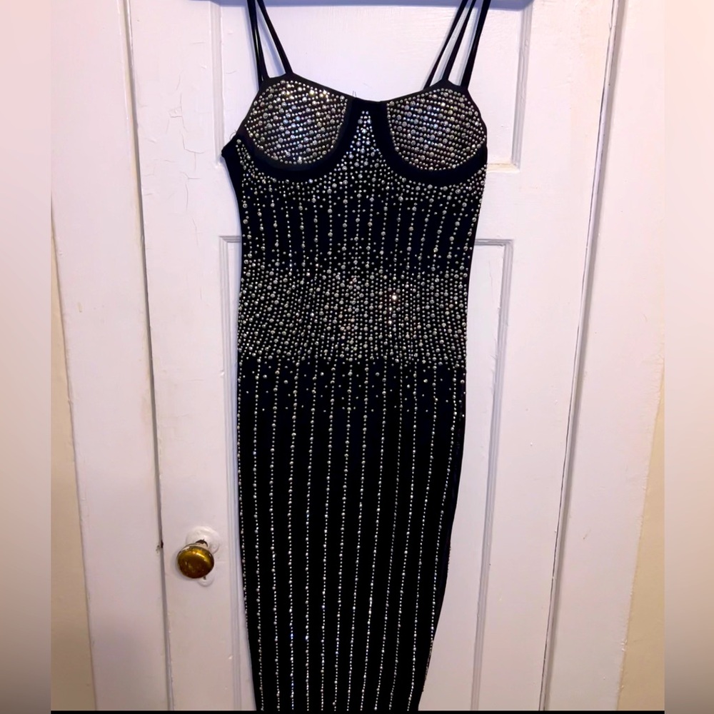 Sexy Black Crystal Dress